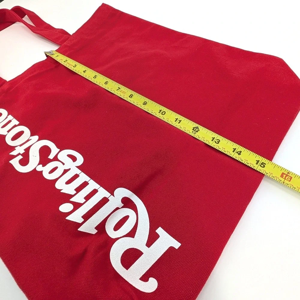 Rolling Stone Magazine Canvas‎ Tote Bag Red White Magazine Reusable Market Bag